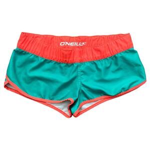 O’NEILL Women’s Green/Orange Lightweight Elastic Waist Running‎ Shorts Size M